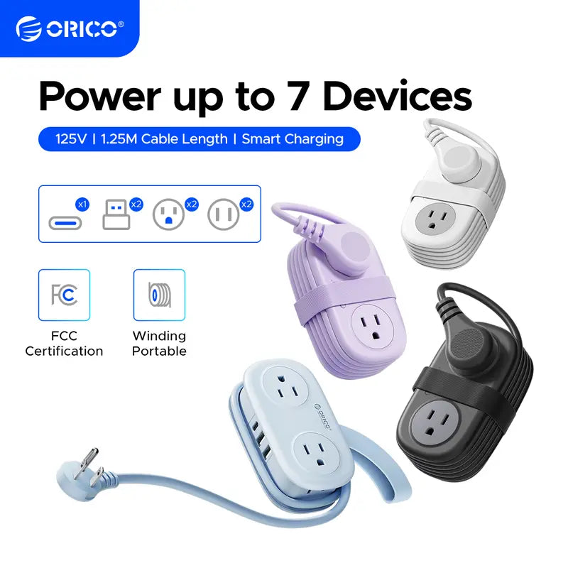 ORICO TravelHub Pro — 4 AC + 2 USB + USB-C Power Strip