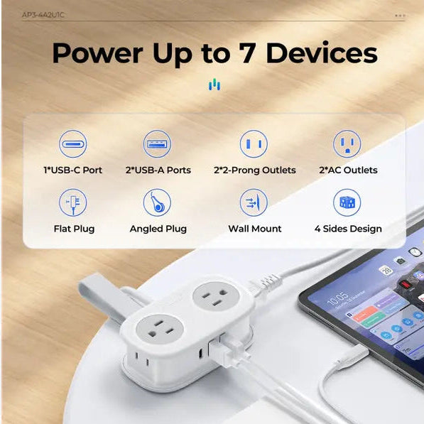 ORICO TravelHub Pro — 4 AC + 2 USB + USB-C Power Strip